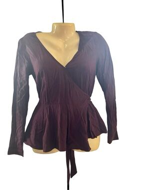 LOFT Plum Wrap Peplum Top